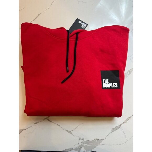 The Kooples Men's Red Cotton‎ Fleece Hoodie XL Logo Patch & Kangaroo Pocket - Picture 10 of 12